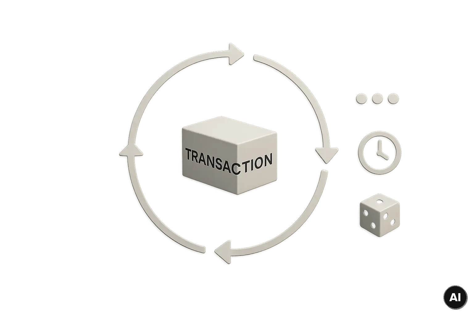 Textfreie Ablaufgrafik eines Transaktions-Retry-Loops mit Backoff und Jitter