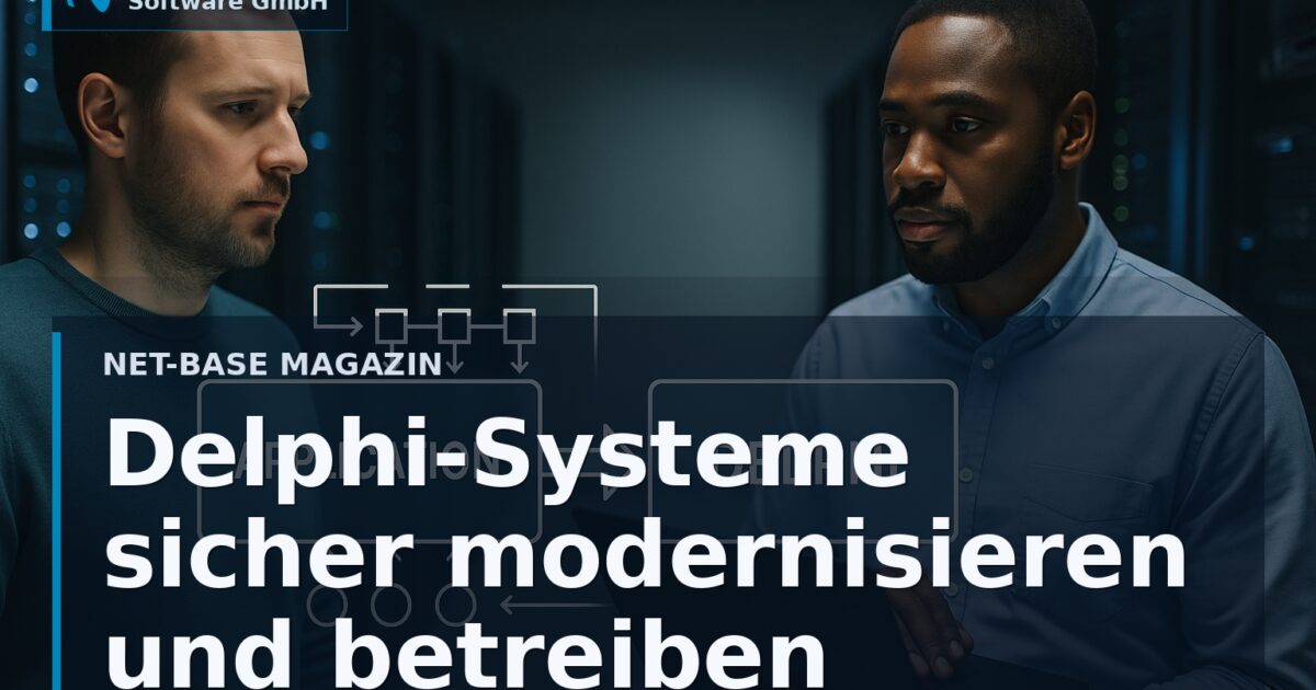 Architekturdiagramm mit Delphi-Desktop, REST-API, Services und zentraler Datenbank als Modernisierungspfad Open Graph / SEO