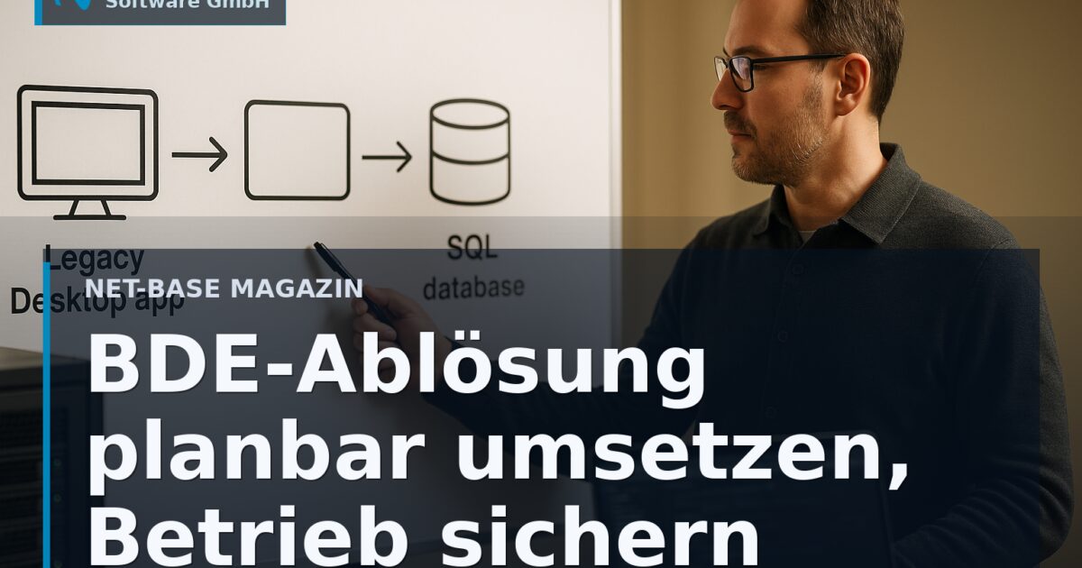 Architekturdiagramm zeigt die Migration von BDE-Datenzugriff zu SQL-Datenbank in einer Unternehmensanwendung Open Graph / SEO