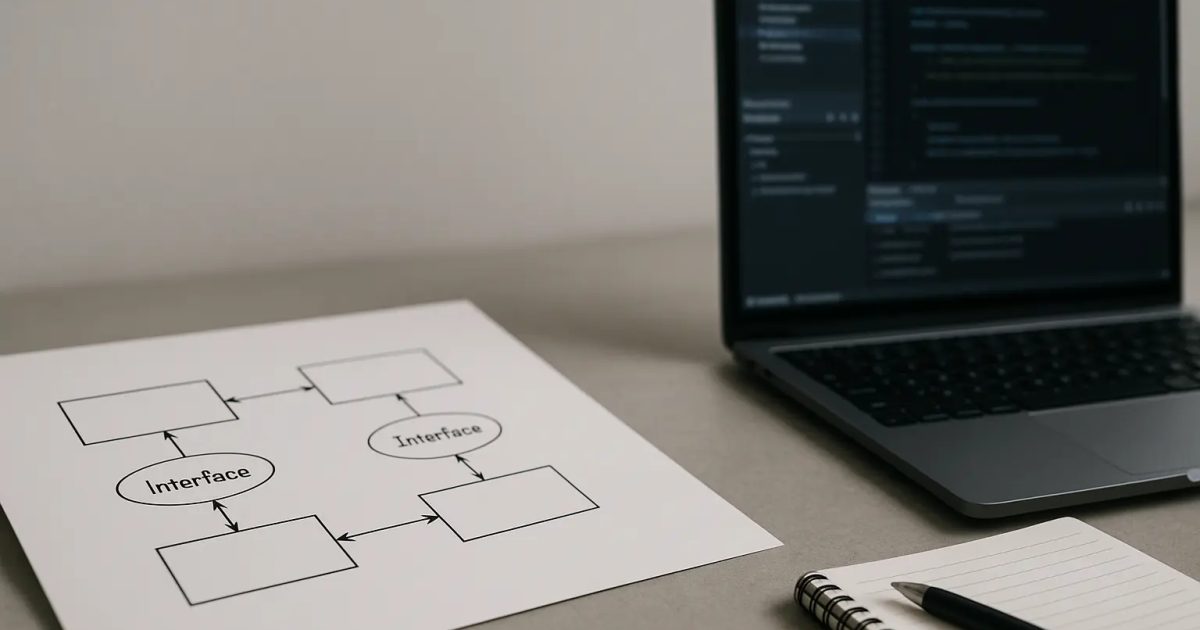 Architekturdiagramm mit Schnittstellen-Knoten als Motiv für Interface-Mocking in Unit-Tests mit DUnitX Open Graph / SEO