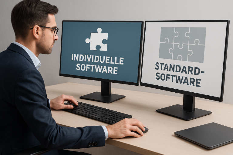 B2B-Szene: IT-Architektur und Integrationen als Symbol dafür, wann individuelle Software Standardsoftware übertrifft